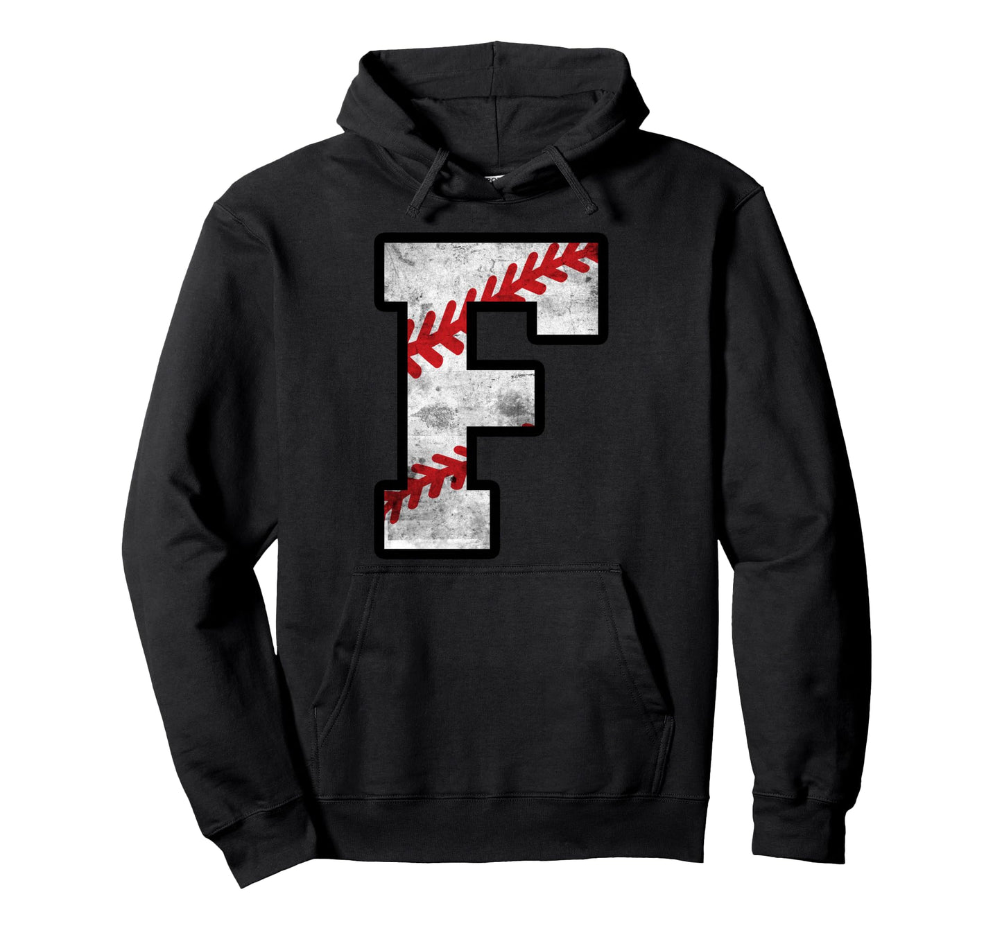 Distressed Baseball Letter F Hoodie - Graphic Print for Adults - T-Shirt, Sweatshirt, Hoodie