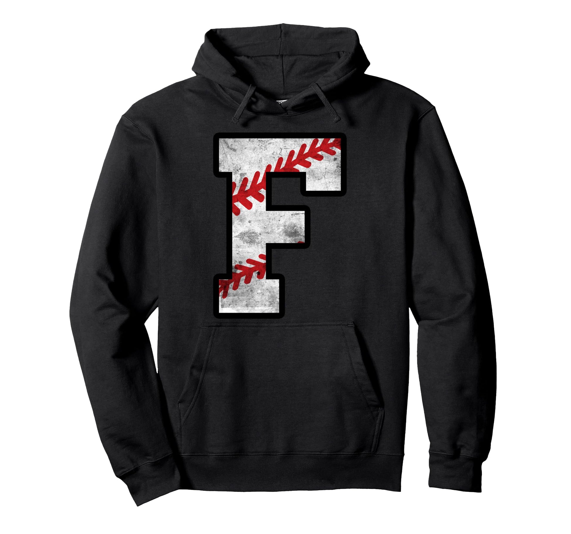 Distressed Baseball Letter F Hoodie - Graphic Print for Adults - T-Shirt, Sweatshirt, Hoodie