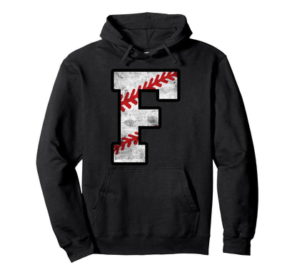 Distressed Baseball Letter F Hoodie - Graphic Print for Adults - T-Shirt, Sweatshirt, Hoodie