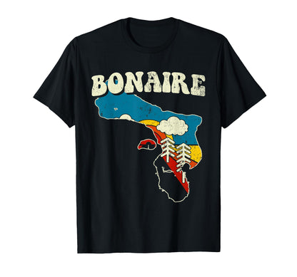 Bonaire Bonairian Country Rainbow 70S Map T-Shirt - Custom Art Print Unisex - T-Shirt, Sweatshirt, Hoodie