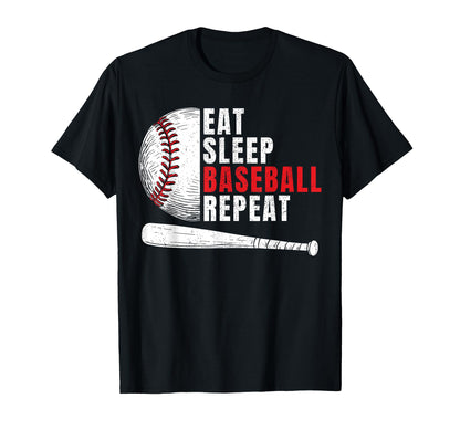 Eat Sleep Baseball Repeat Mens T-Shirt - Aesthetic Graphic Men Women - T-Shirt, Sweatshirt, Hoodie