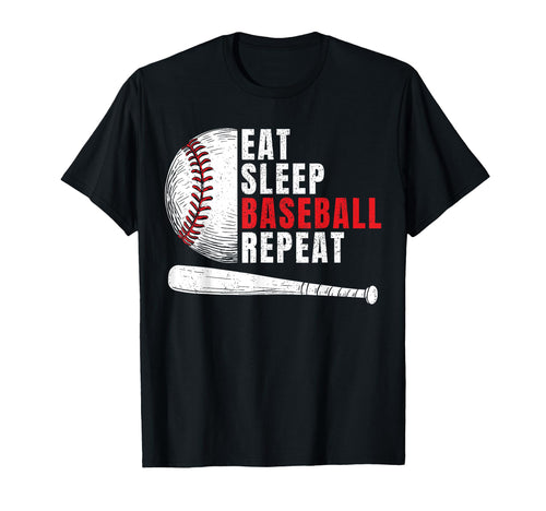 Eat Sleep Baseball Repeat Mens T-Shirt - Aesthetic Graphic Men Women - T-Shirt, Sweatshirt, Hoodie