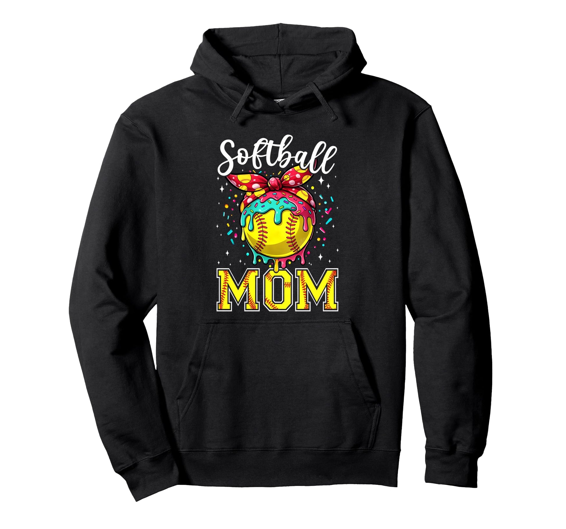Softball Mom Ice Cream Drip Game Day Hoodie - Fun Novelty Design Men Women - T-Shirt, Sweatshirt, Hoodie