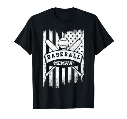 Baseball Memaw Usa American Flag T-Shirt - Novelty Apparel for Adults - T-Shirt, Sweatshirt, Hoodie