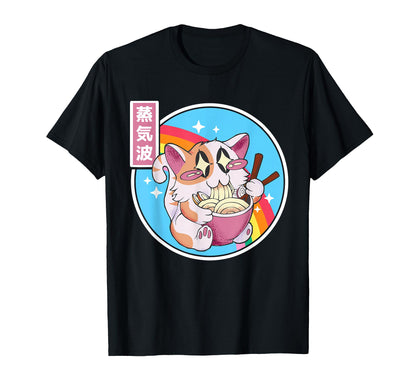 Cat Ramen Noodles Kawaii Rainbow Anime T-Shirt - Graphic Print Unisex - T-Shirt, Sweatshirt, Hoodie