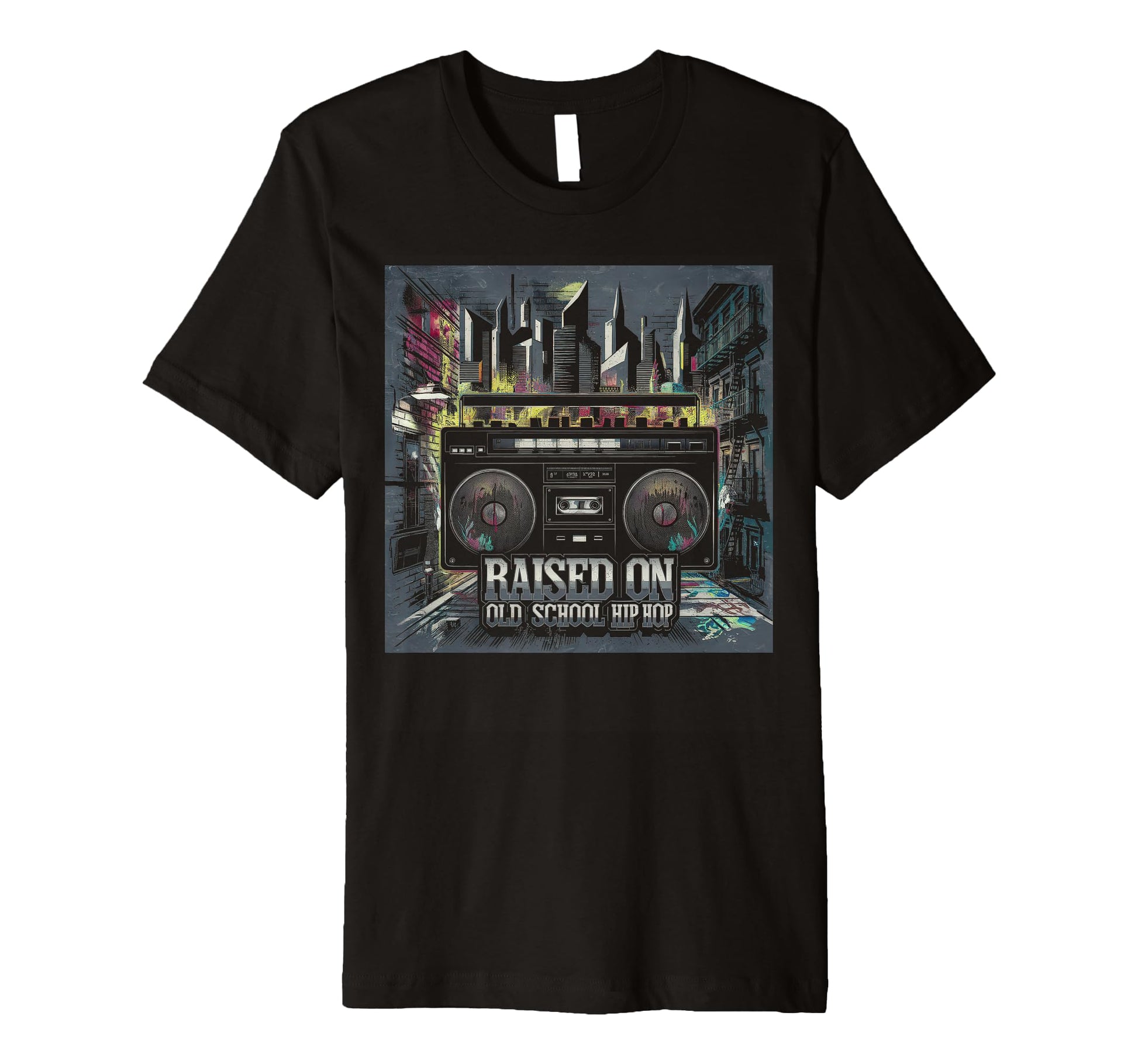 Raised Old School Graffiti Rap Hip T-Shirt - Custom Art Print for Adults - T-Shirt, Sweatshirt, Hoodie