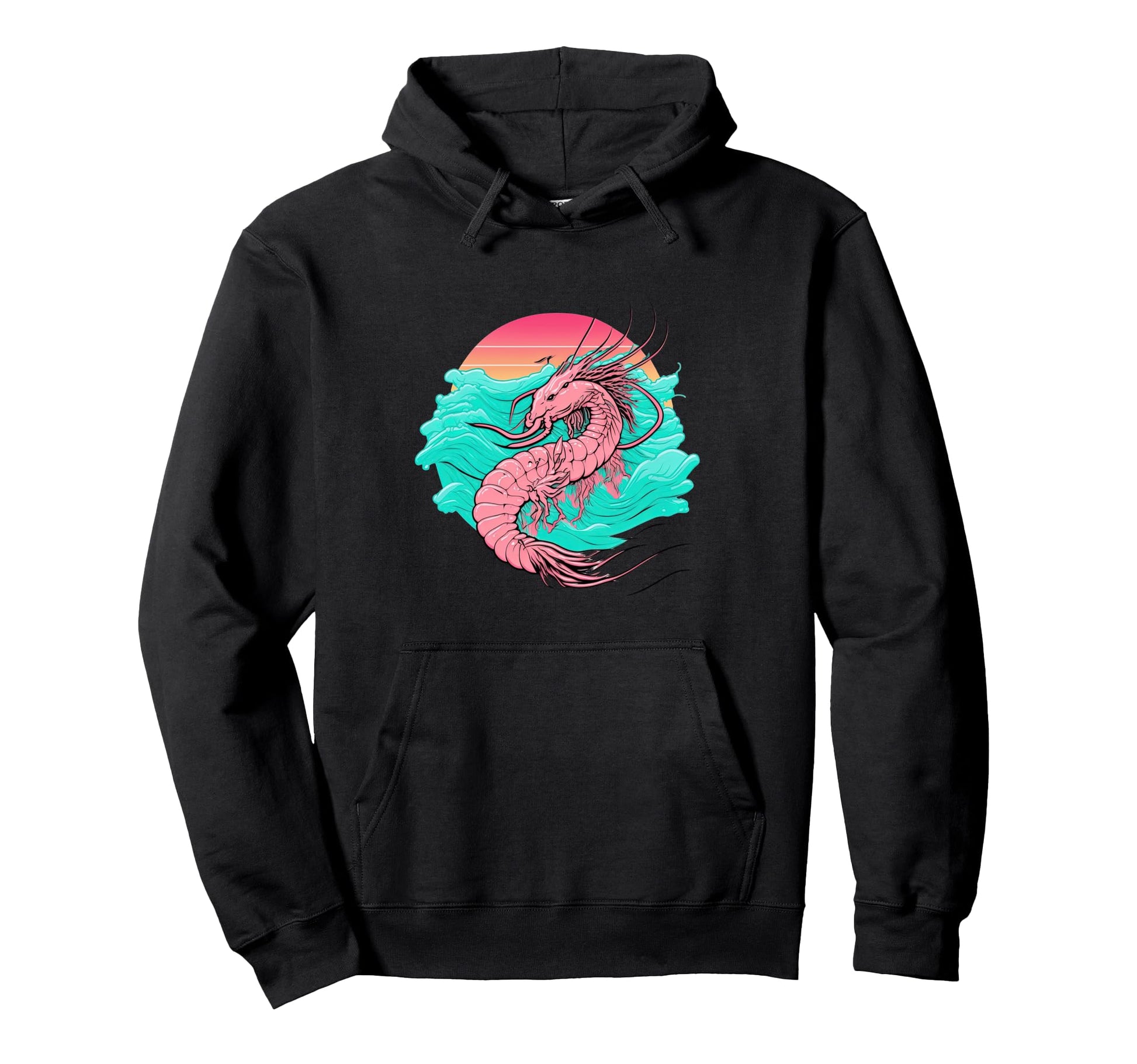 Shrimp Vaporwave Retrowave Aesthetic Hoodie - Fun Novelty Design Men Women - T-Shirt, Sweatshirt, Hoodie