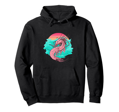 Shrimp Vaporwave Retrowave Aesthetic Hoodie - Fun Novelty Design Men Women - T-Shirt, Sweatshirt, Hoodie