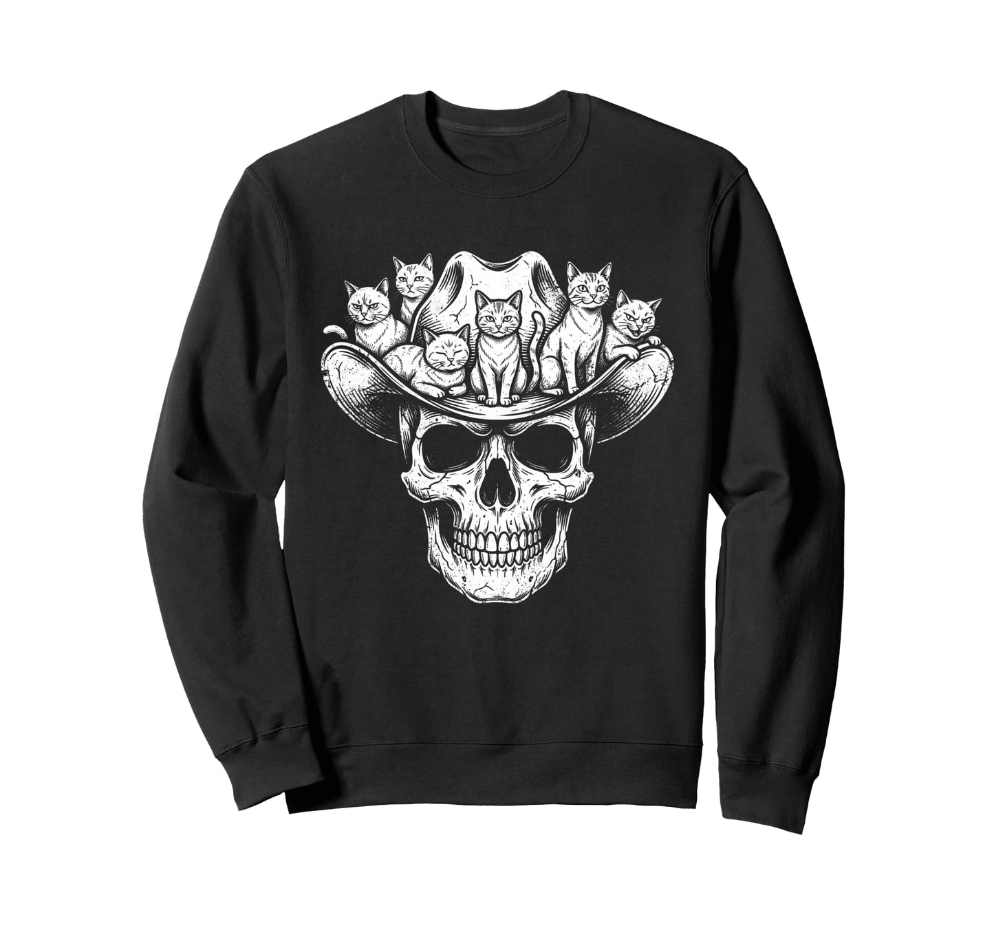 Skull Cat Skeleton Kitty Kitten Sweatshirt - Trendy Graphic for Adults - T-Shirt, Sweatshirt, Hoodie