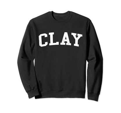 Clay Al Distressed White Varsity Sweatshirt - Aesthetic Graphic Unisex - T-Shirt, Sweatshirt, Hoodie