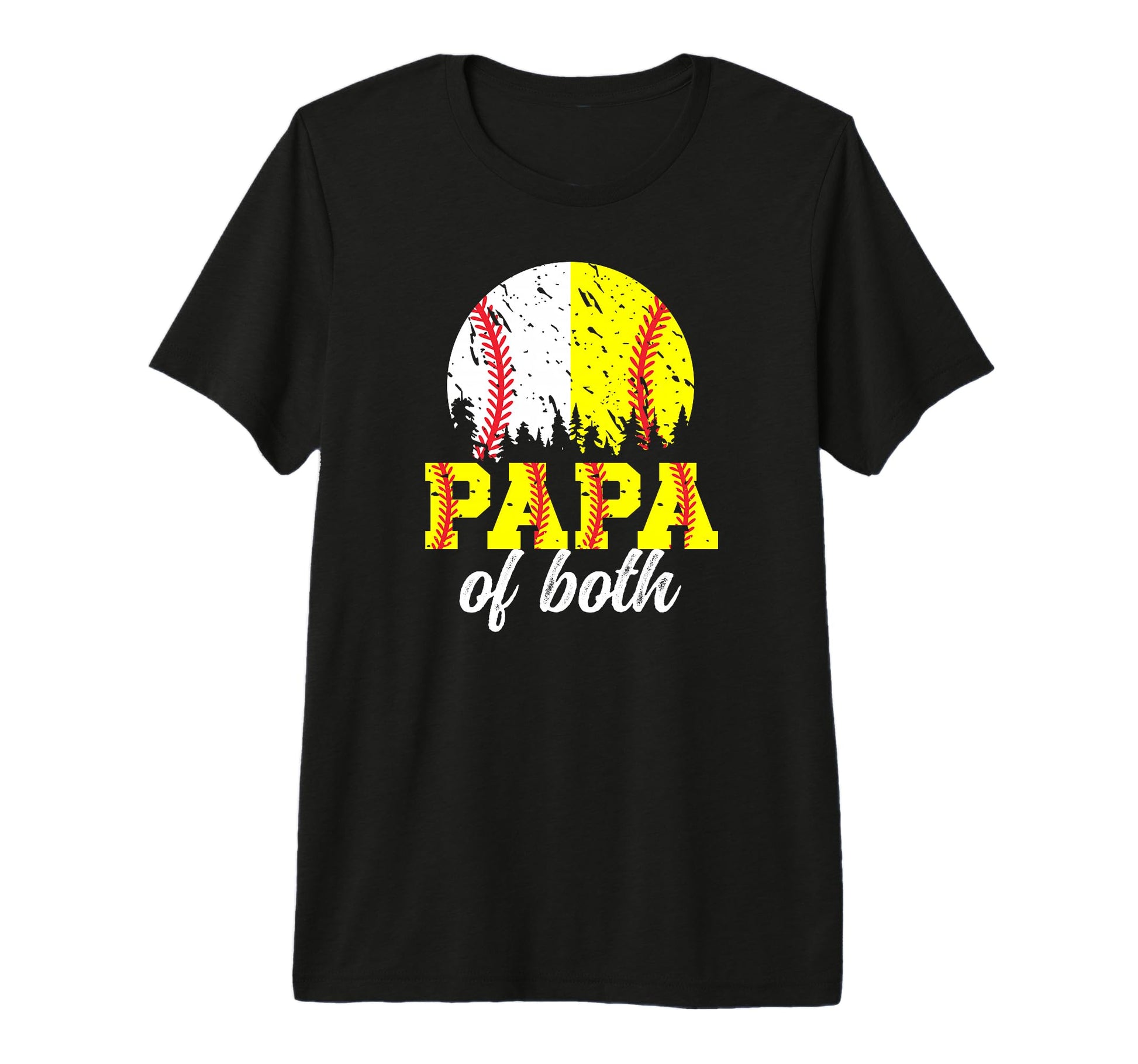 Mens Papa Both Softball Baseball T-Shirt - Custom Art Print for Adults - T-Shirt, Sweatshirt, Hoodie