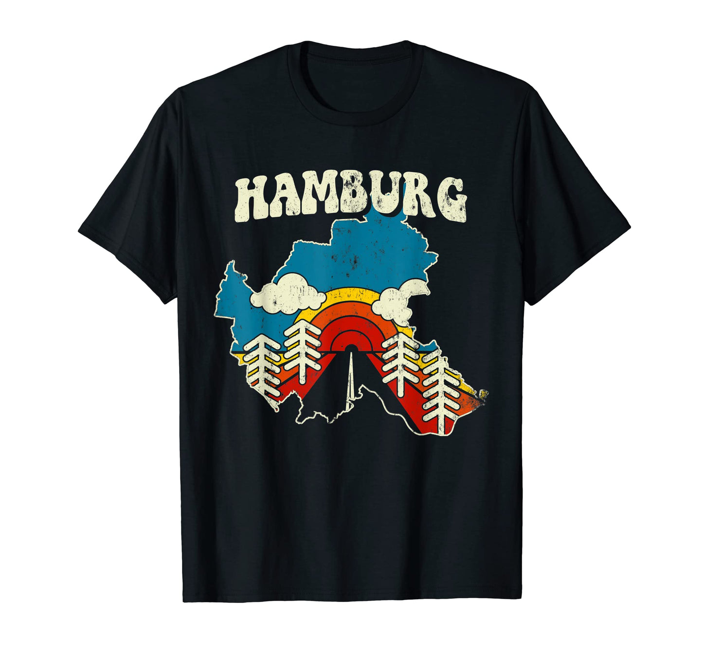 Hamburg German City Rainbow Streets T-Shirt - Aesthetic Graphic for Adults - T-Shirt, Sweatshirt, Hoodie