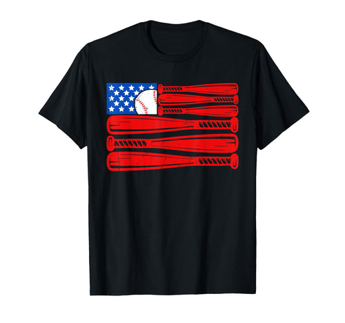 American Baseball Bat Flag Usa Patriotic T-Shirt - Graphic Print Men Women - T-Shirt, Sweatshirt, Hoodie