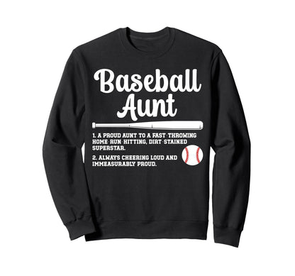 Baseball Aunt Baseball Player Auntie Sweatshirt - Novelty Apparel Unisex - T-Shirt, Sweatshirt, Hoodie