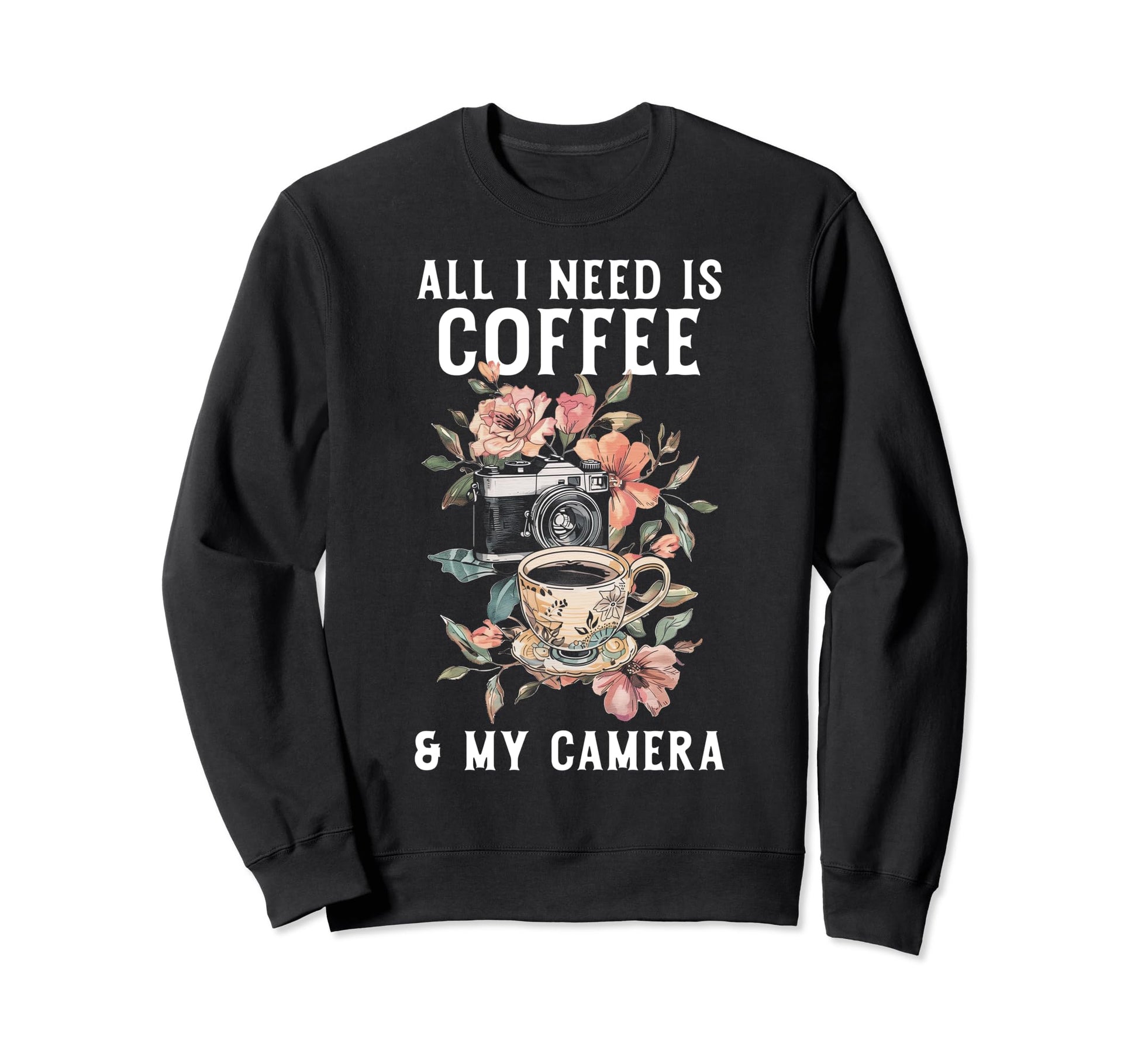 Coffee Camera Photographer Sweatshirt - Streetwear Style for Adults - T-Shirt, Sweatshirt, Hoodie