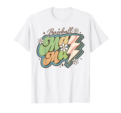 Baseball Mama Baseball Mom Groovy T-Shirt - Casual Everyday Wear Unisex - T-Shirt, Sweatshirt, Hoodie