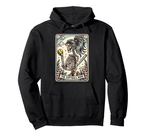 Softball Mom Tarot Card Skeleton Softball Hoodie - Novelty Apparel Unisex - T-Shirt, Sweatshirt, Hoodie