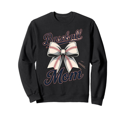 Baseball Mom Coquette Bow Sweatshirt - Graphic Print Unisex - T-Shirt, Sweatshirt, Hoodie