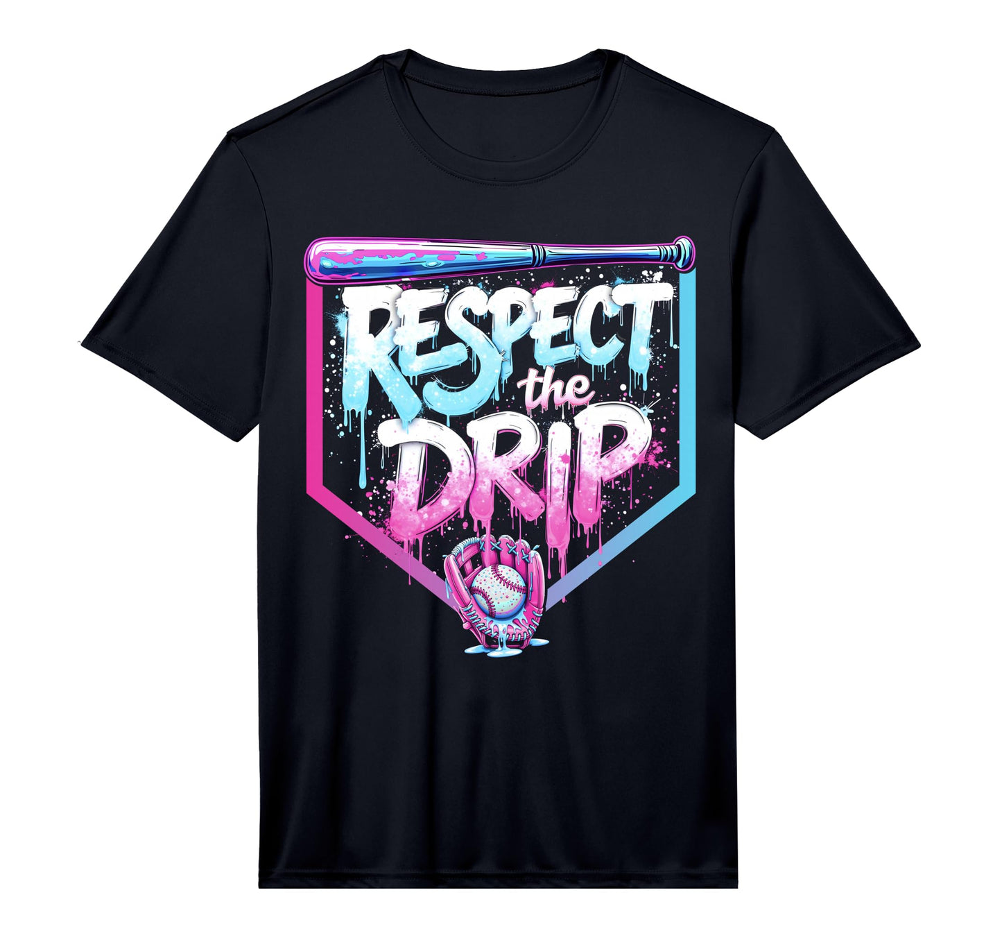 Baseball Drip Ice Cream Respect Drip T-Shirt - Unique Graphic for Adults - T-Shirt, Sweatshirt, Hoodie