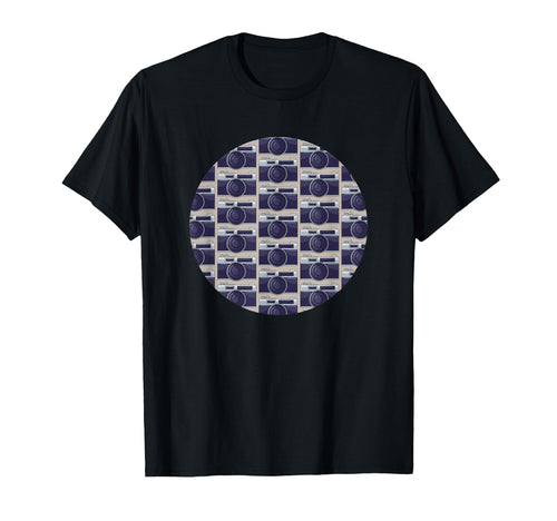 Old Camera Pattern Grey Background T-Shirt - Graphic Print for Adults - T-Shirt, Sweatshirt, Hoodie