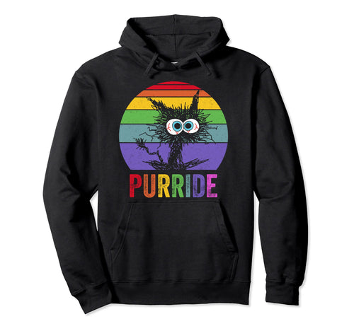 Pride Cat Purride Gay Lgbtq Rainbow Flag Hoodie - Trendy Graphic Men Women - T-Shirt, Sweatshirt, Hoodie