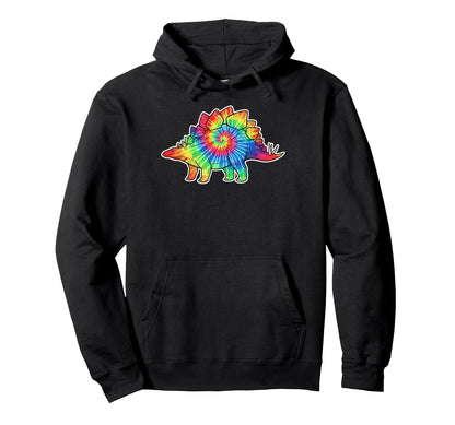 Tie Dye Stegosaurus Dinosaur Rainbow T Rex Hoodie - Novelty Apparel Unisex - T-Shirt, Sweatshirt, Hoodie