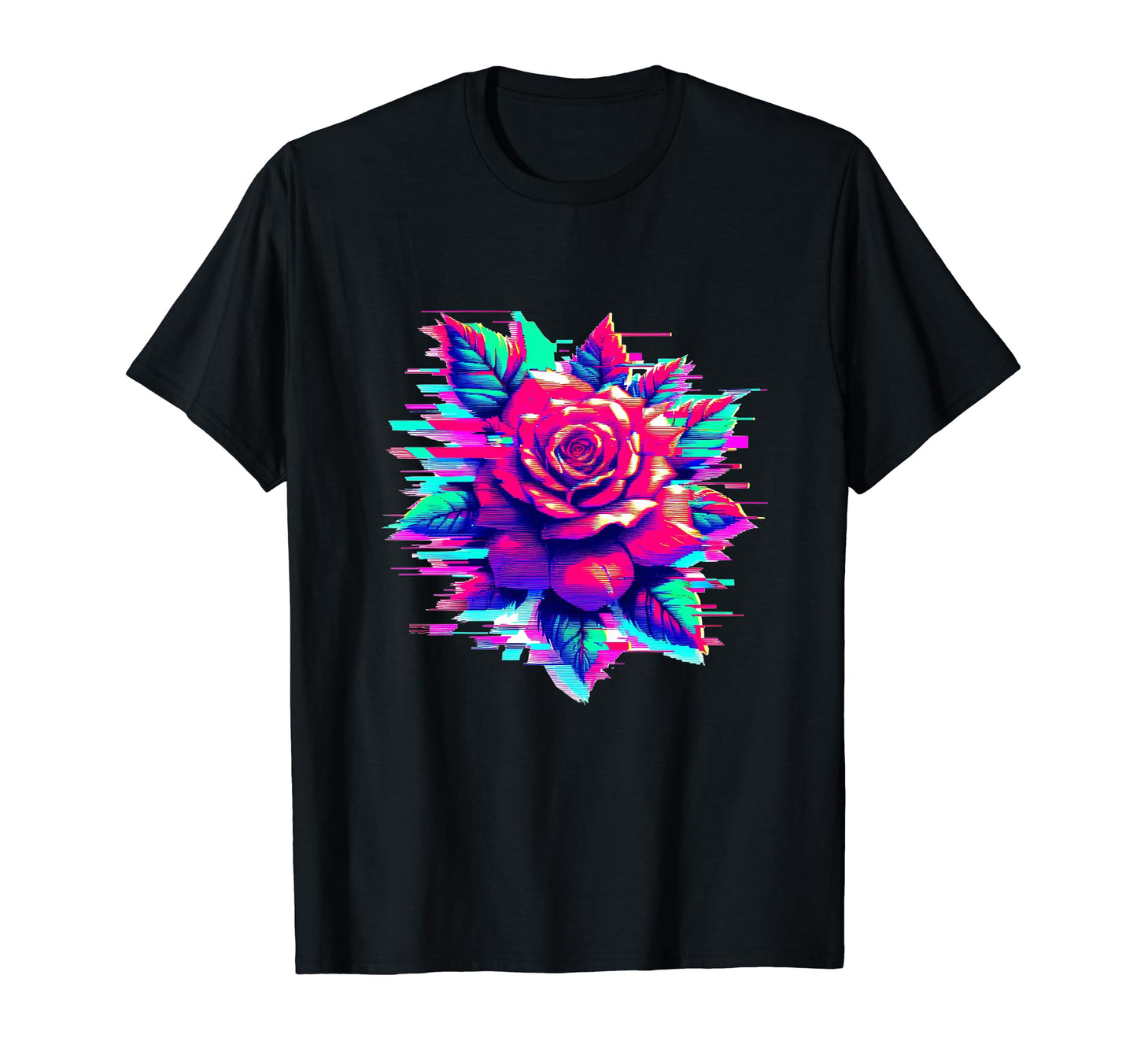 Aesthetic Rose Vaporwave Glitch Art T-Shirt - Novelty Apparel for Adults - T-Shirt, Sweatshirt, Hoodie