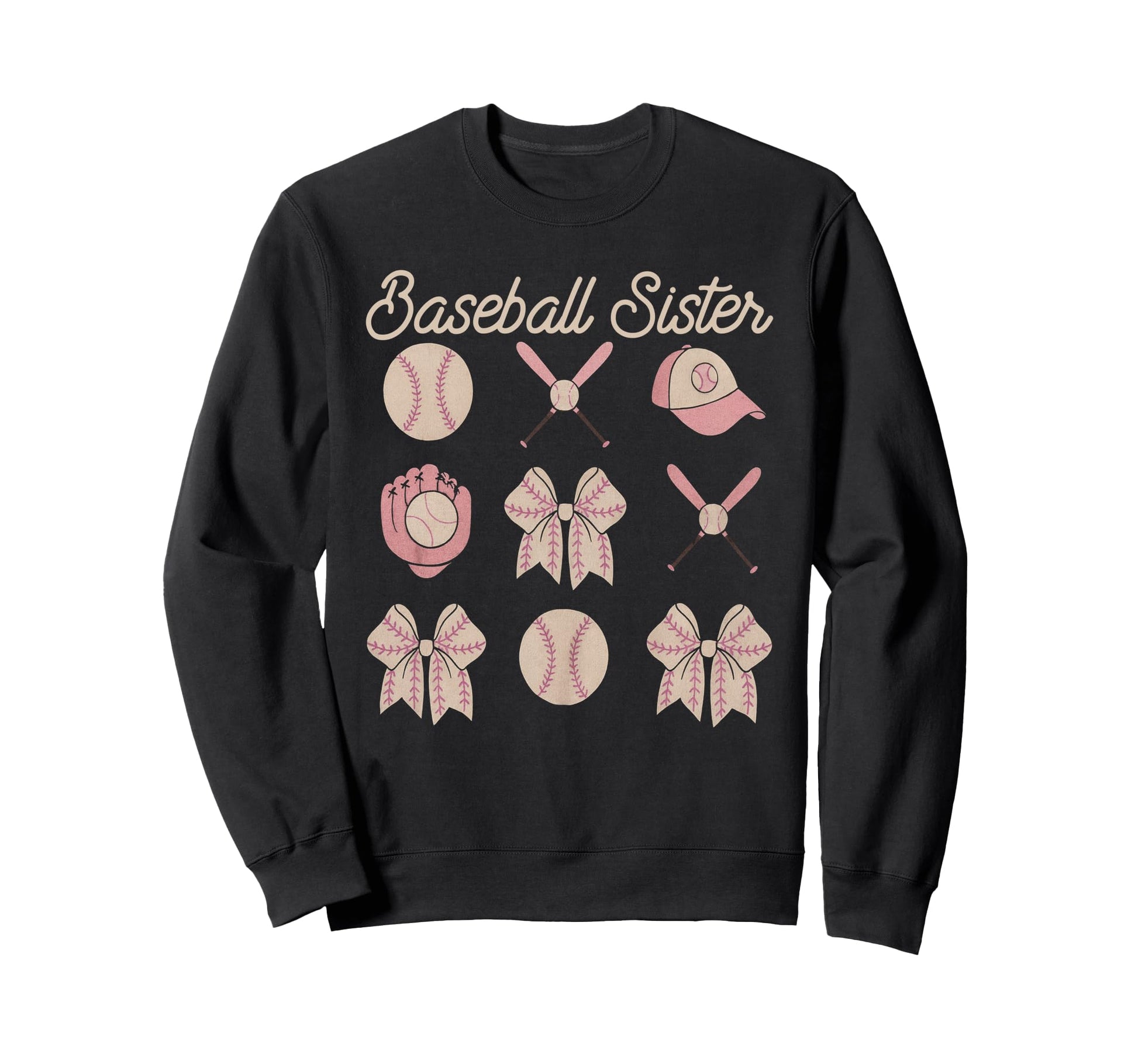 Baseball Sister Coquette Bow Sweatshirt - Novelty Apparel Men Women - T-Shirt, Sweatshirt, Hoodie