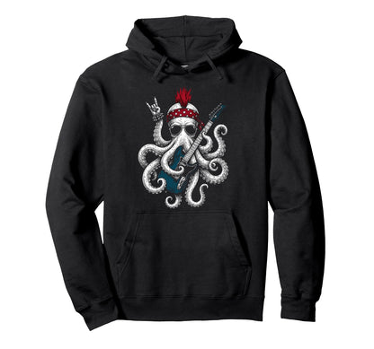 Funny Octopus Playing Guitar Usa Hoodie - Fun Novelty Design for Adults - T-Shirt, Sweatshirt, Hoodie
