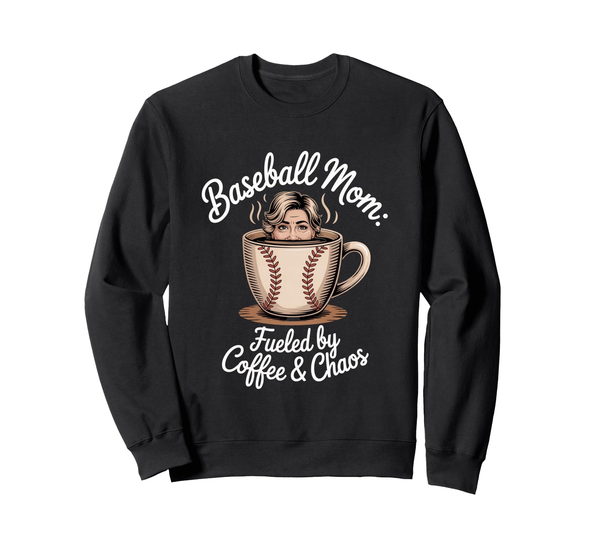Baseball Mom Fueled Coffee And Sweatshirt - Aesthetic Graphic Men Women - T-Shirt, Sweatshirt, Hoodie
