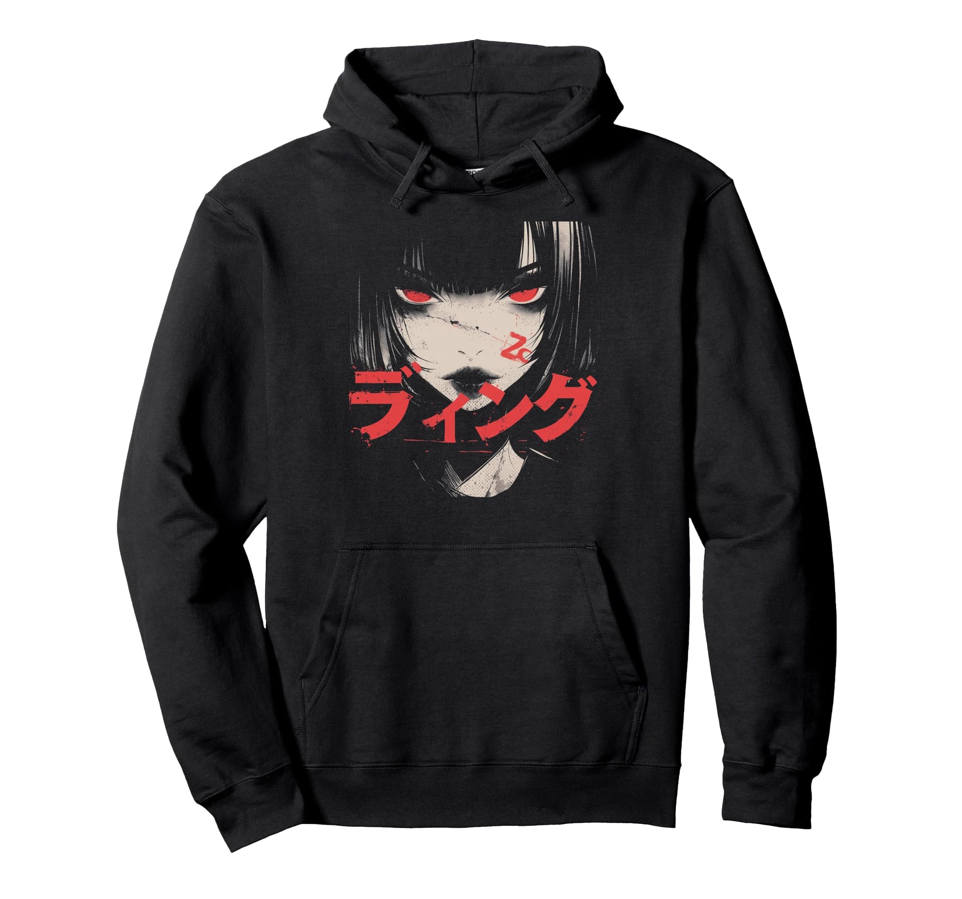 Goth Grunge Demon Anime Waifu Horror Hoodie - Fun Novelty Design Men Women - T-Shirt, Sweatshirt, Hoodie
