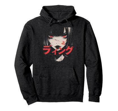 Goth Grunge Demon Anime Waifu Horror Hoodie - Fun Novelty Design Men Women - T-Shirt, Sweatshirt, Hoodie