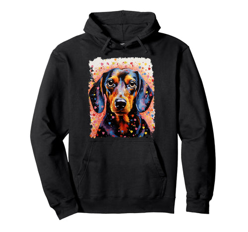 Pop Art Dog Dachshund Love Peace Hoodie - Casual Everyday Wear for Adults - T-Shirt, Sweatshirt, Hoodie