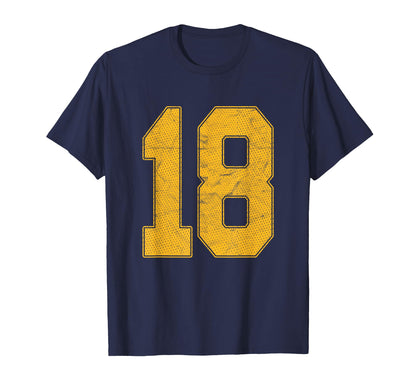 Number 18 Numbered Uniform T-Shirt - Casual Everyday Wear for Adults - T-Shirt, Sweatshirt, Hoodie