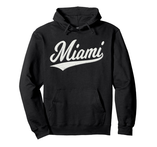 Miami Florida Varsity Script Sporty Hoodie - Graphic Print for Adults - T-Shirt, Sweatshirt, Hoodie