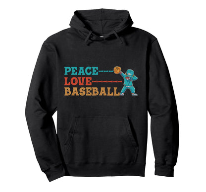 Peace Love Baseball Hoodie - Unique Graphic for Adults - T-Shirt, Sweatshirt, Hoodie