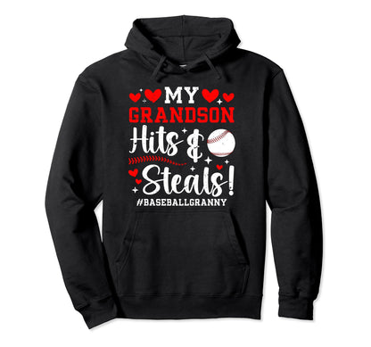 My Grandson Baseball Granny Baseball Hoodie - Graphic Print Men Women - T-Shirt, Sweatshirt, Hoodie