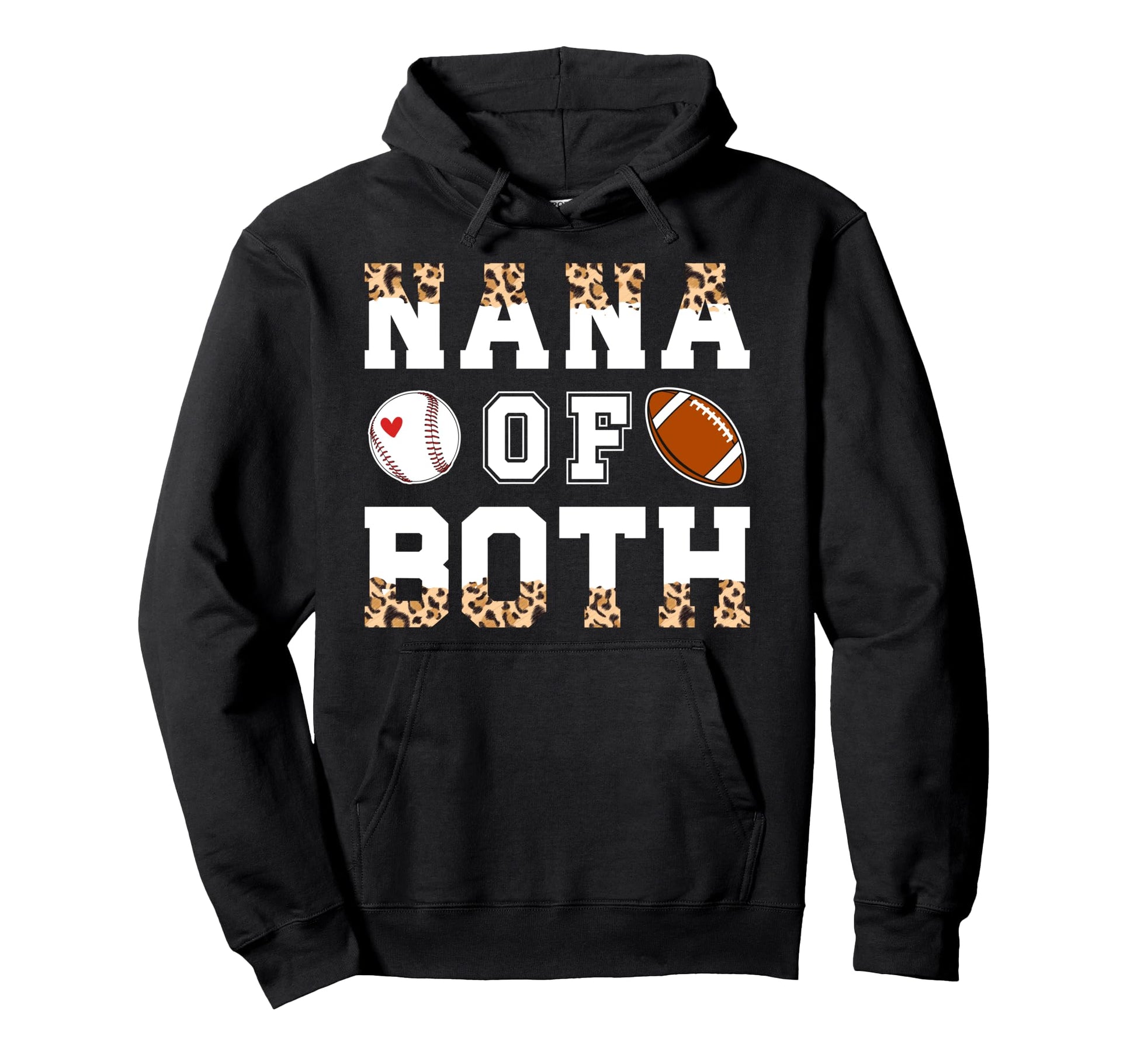 Nana Both Leopard Baseball Football Hoodie - Unique Graphic for Adults - T-Shirt, Sweatshirt, Hoodie