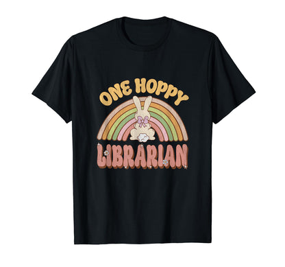 One Hoppy Librarian Bunny Easter T-Shirt - Fun Novelty Design for Adults - T-Shirt, Sweatshirt, Hoodie