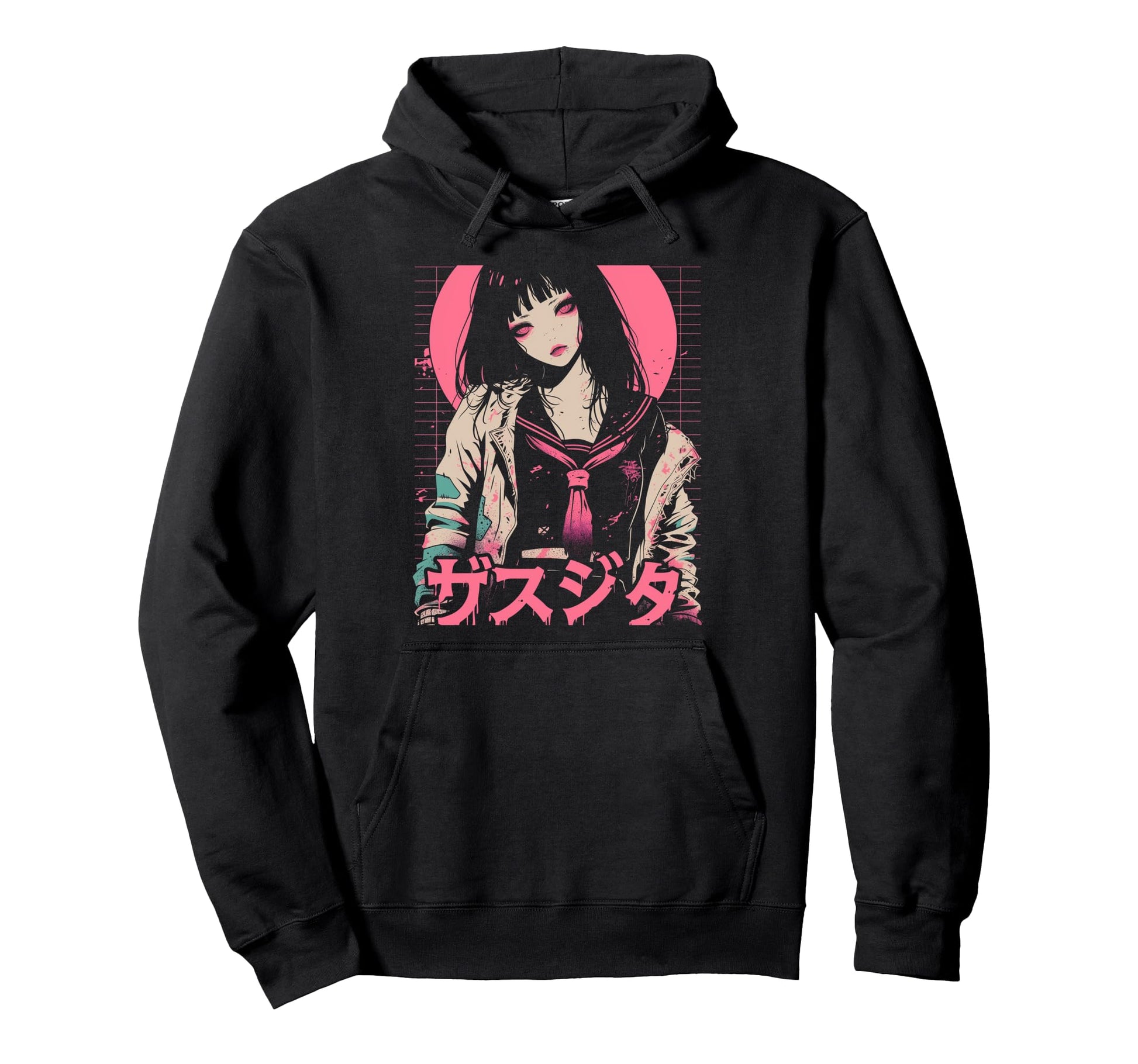 Goth Grunge Demon Anime Waifu Horror Hoodie - Aesthetic Graphic for Adults - T-Shirt, Sweatshirt, Hoodie