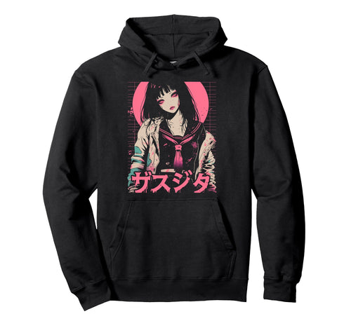 Goth Grunge Demon Anime Waifu Horror Hoodie - Aesthetic Graphic for Adults - T-Shirt, Sweatshirt, Hoodie