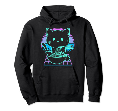 Anime Ramen Cat Japanese Noodles Hoodie - Casual Everyday Wear for Adults - T-Shirt, Sweatshirt, Hoodie