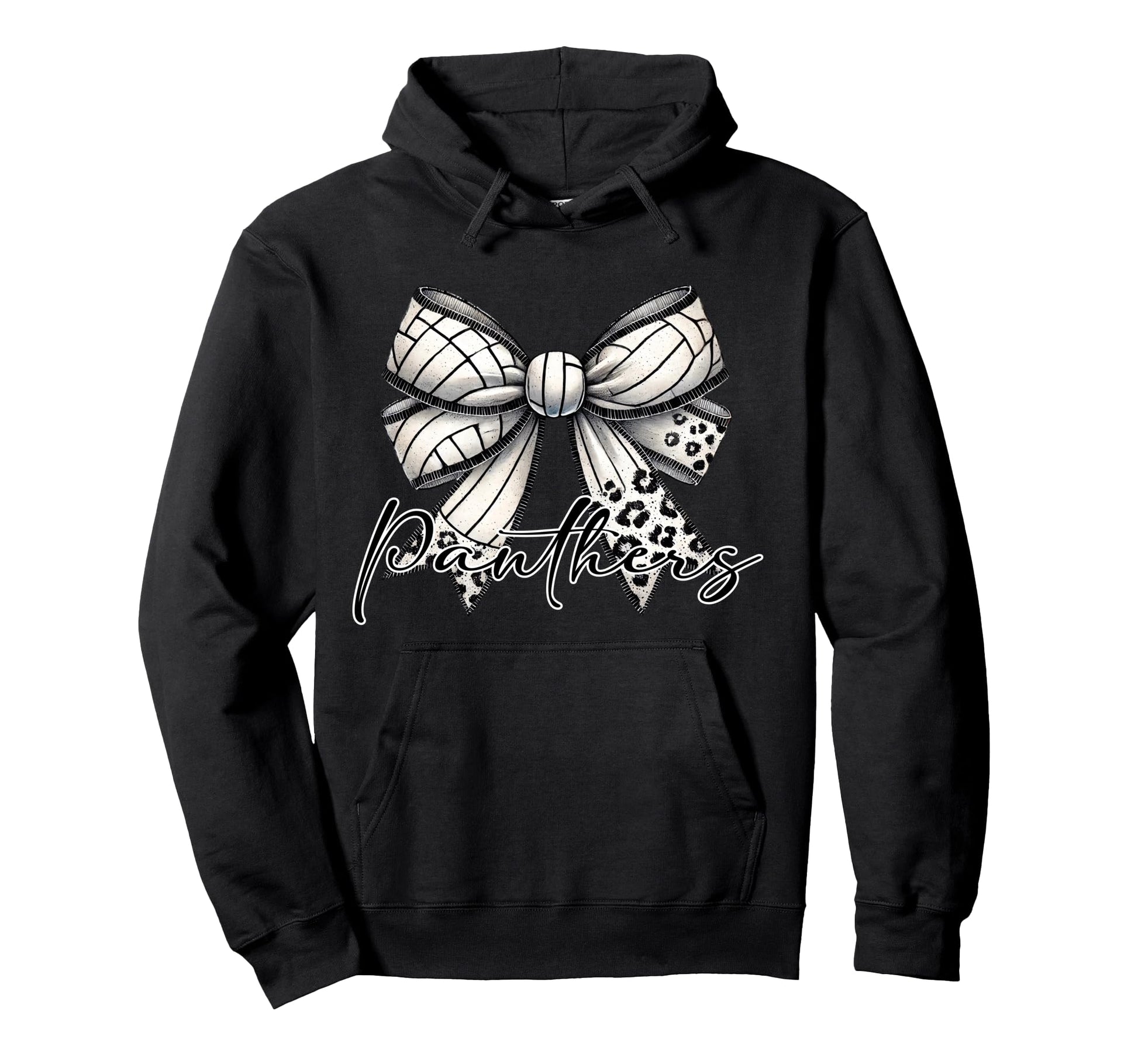 Panthers Volleyball Mom Coquette Bow Hoodie - Minimalist Print for Adults - T-Shirt, Sweatshirt, Hoodie