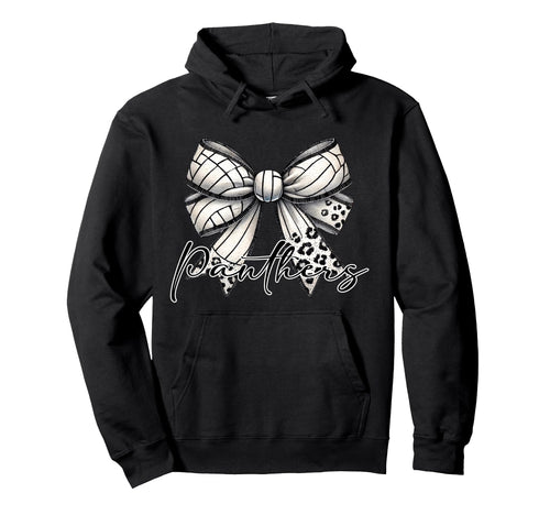 Panthers Volleyball Mom Coquette Bow Hoodie - Minimalist Print for Adults - T-Shirt, Sweatshirt, Hoodie