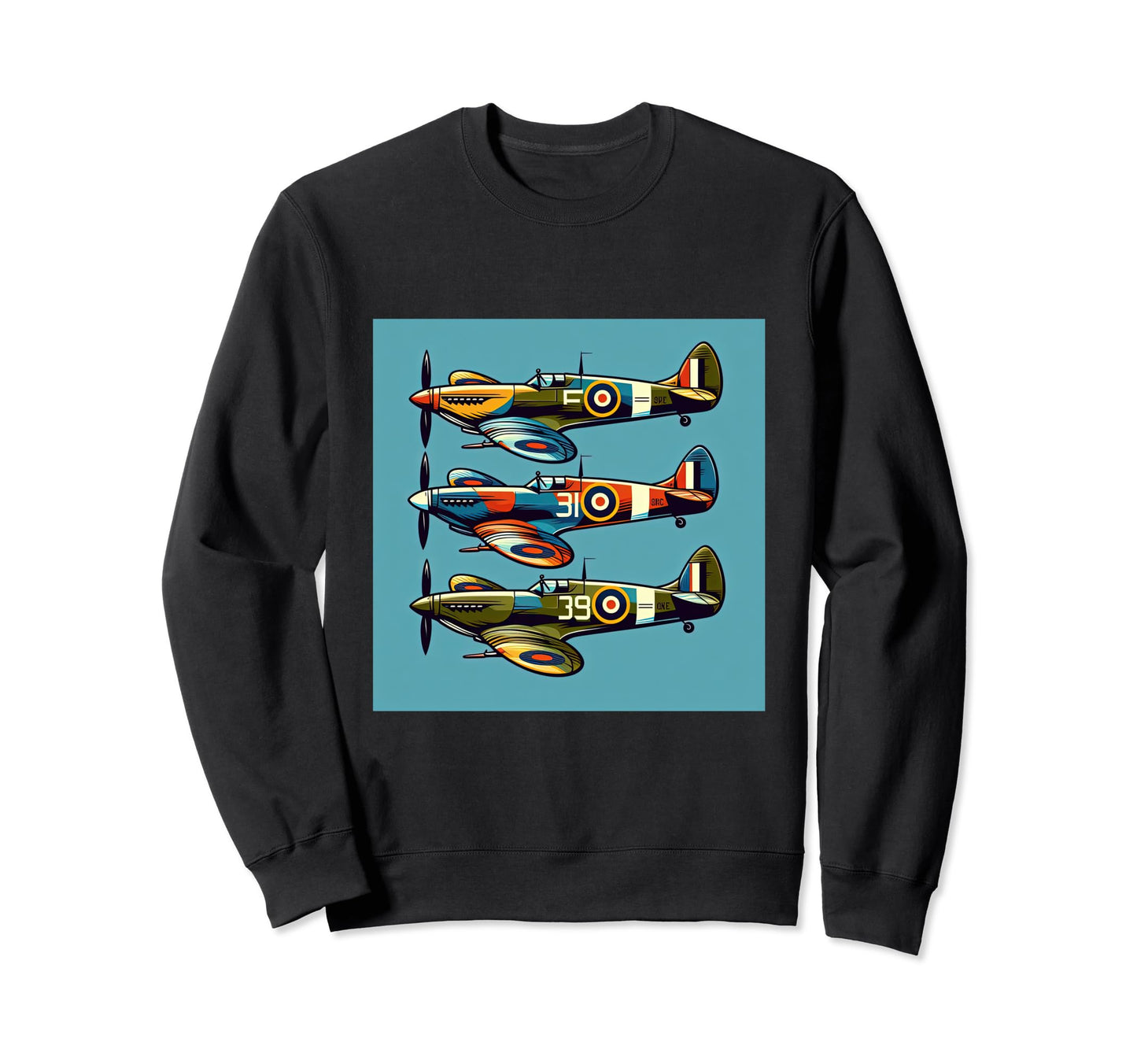 Ww2 Spitfire Raf Warplane Rainbow Colors Sweatshirt - Unique Graphic Unisex - T-Shirt, Sweatshirt, Hoodie