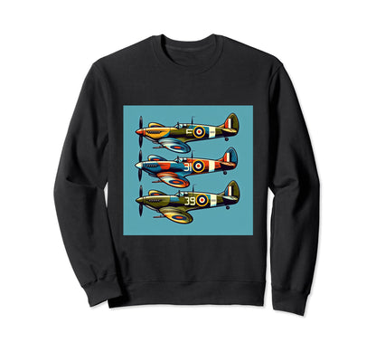 Ww2 Spitfire Raf Warplane Rainbow Colors Sweatshirt - Unique Graphic Unisex - T-Shirt, Sweatshirt, Hoodie