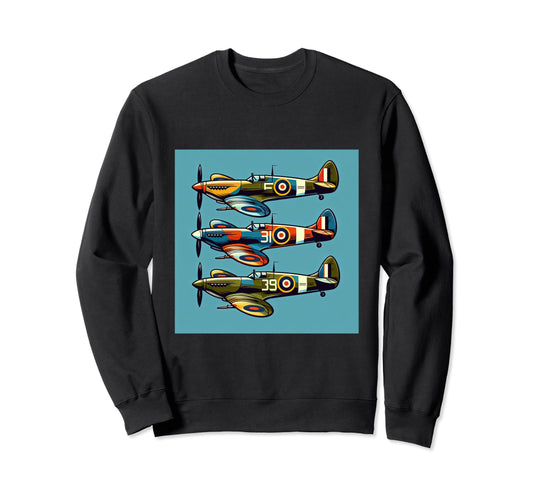 Ww2 Spitfire Raf Warplane Rainbow Colors Sweatshirt - Unique Graphic Unisex - T-Shirt, Sweatshirt, Hoodie