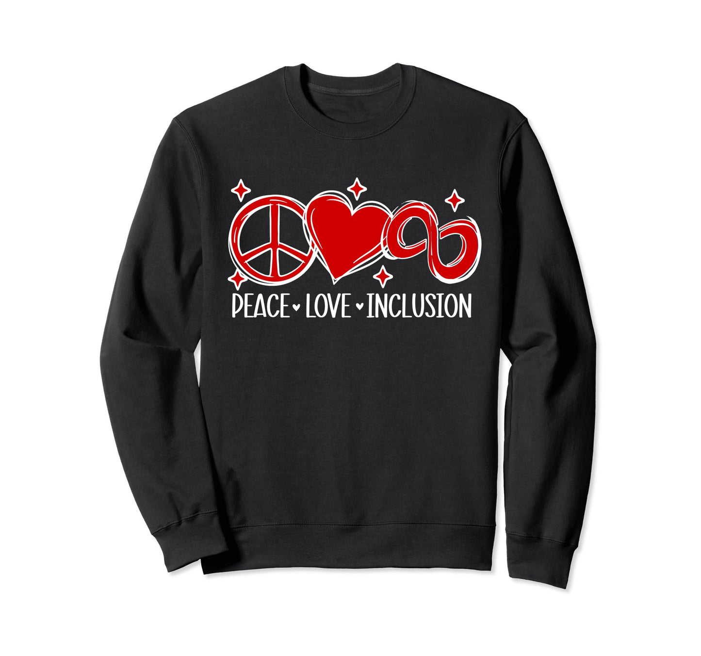 Autism Peace Love Inclusion Red Sweatshirt - Aesthetic Graphic for Adults - T-Shirt, Sweatshirt, Hoodie