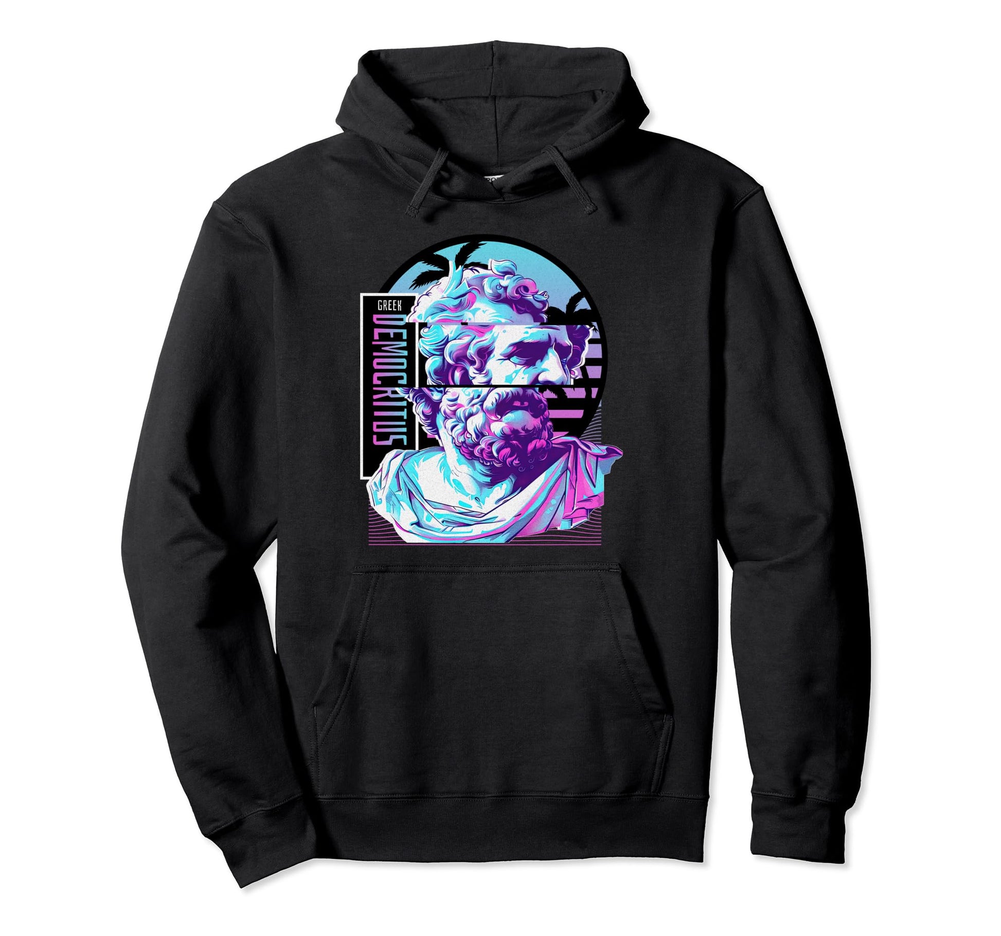 Democritus Vaporwave Glitch Streetwear Hoodie - Novelty Apparel for Adults - T-Shirt, Sweatshirt, Hoodie