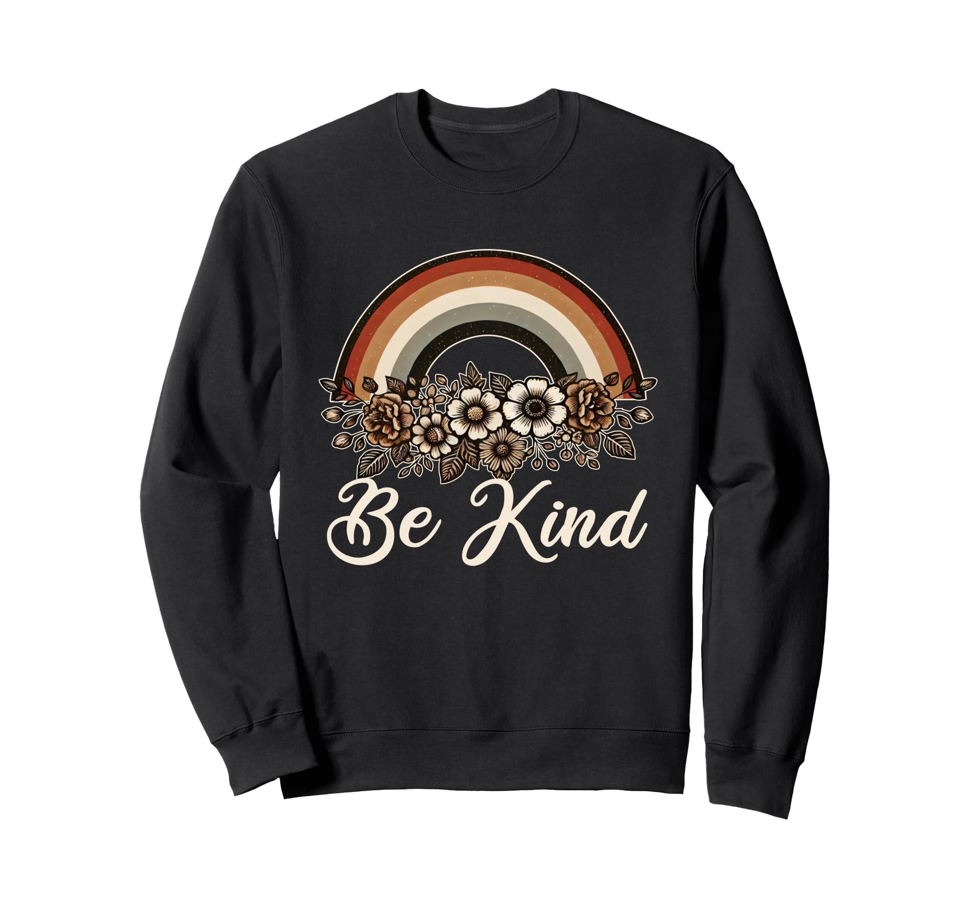 Be Kind 70S Rainbow Flowers Lover Sweatshirt - Minimalist Print Unisex - T-Shirt, Sweatshirt, Hoodie